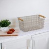 ROCKING GIFTS White Metal Basket with Wooden Handles 26cm