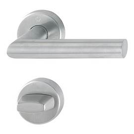 Amsterdam Handle Set on Rosette, Toilet, 40 - 45, Matt Stainless Steel