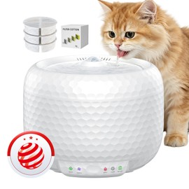 Petsuper Red Dot Award Wireless Cat Water Fountain 1.8L/60oz, 145° Sensor Fountain with 5000mAh Battery, Silent Pump, Water-Electric Separation & Low Water Auto Shut Off for Cats Dogs