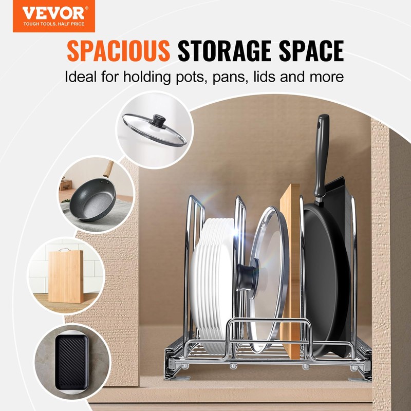 VEVOR Pan and Pot Rack, Expandable Pull Out Under Cabinet