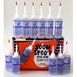 Zoom SPOUT Oilers - 4 OZ Clear White Lubricant Oil Pack of 12 Made in The U.S.A.