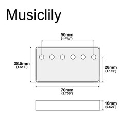 Musiclily Pro 50mm Nickel Silver Alloy Humbucker Pickup Cover for Imported Electric Guitar, Chrome