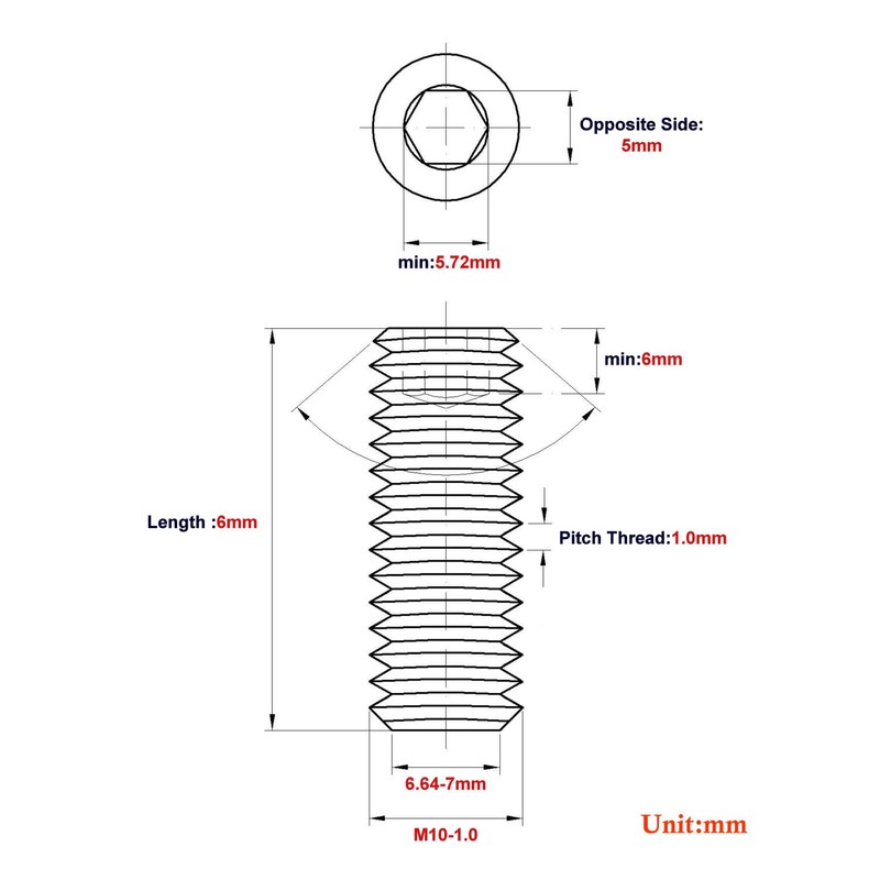 Junter 30pcs M10-1.0 x 6mm Fine Thread Metric A2 Stainless