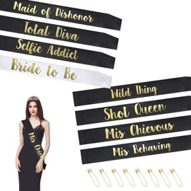 Bachelorette Party Sashes, 8 Pack Hen Party Sash Bride to Be Sash Bridesmaids Sash Set, Bachelorette Party Accessories Set for Bridal Shower Engagement Party