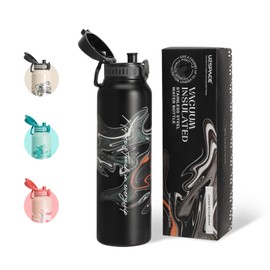 UZSPACE Stainless Steel Water Bottle 1 L (970 ml), Insulated Sports Bottle with Flip Lid, 1 Click Open, Leak-Proof, Water Bottle for Hiking, Sports, Fitness, Gym, Outdoor, Gifts for Women and Men