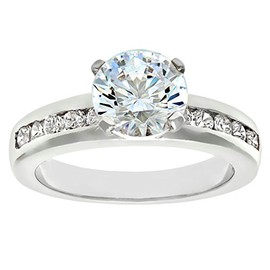 Silver Cubic Zirconia Engagement Ring with Cubic Zirconia shoulders S