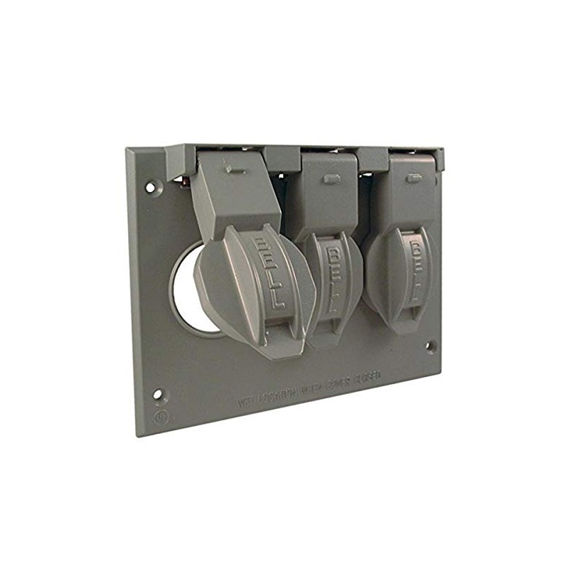 BELL 3-Gang Gray Weatherproof Electrical Cover 5093-0, Outdoor Outlet Cover