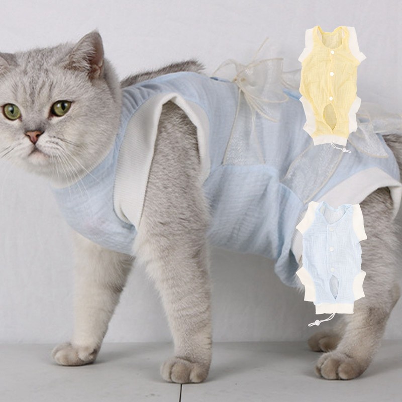 Cat Recovery Suit Breathable Prevent Licking Wound Protection Cat Postoperative