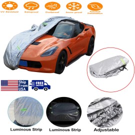 autopart2021 Sunscreen Snow Dust Rain Decoration Cover Car Cover For 14-19 Corvette C7 US