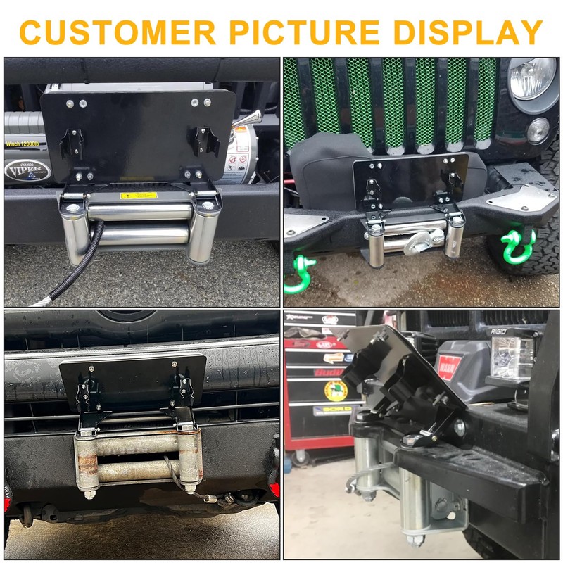 PSLER Fairlead Mounted Flip-Up License Plate Bracket for UTV ATV