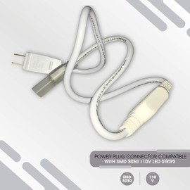 DEMASLED Power Cord for 120V SMD5050 LED Strip Light, for 164 Feet (max) Single Color Strips, Waterproof IP65, US Plug