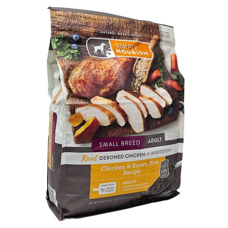 SIMPLY NOURISH Small Breed Adult Dog Food, Chicken and Brown