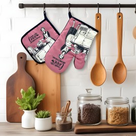 Made with Love and Some Other Sxxt…,Funny Oven Mitts and Pot Holders,Silicone Non-Slip Oven Mitts,Kitchen Gift for Women,Housewarming Gift Ideas,Cooking Baking BBQ Gifts