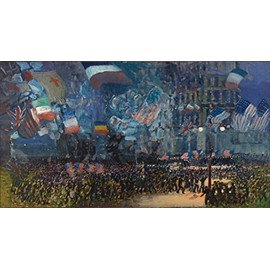 Get Custom Art George Luks - Armistice Night, Gallery Wrapped Canvas Wall Decor - Size 16x36 Inches