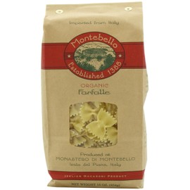 Montebello Organic Farfalle Artisan Pasta, Non GMO, 16 Ounces (Pack Of 12)
