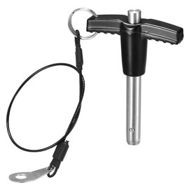 TA-VIGOR T Handle Lock Pins, 8mm Dia 30mm Length Stainless Steel Push-Button Quick Release Ball Locking Pin with Lanyard Cable for Speaker Aviation Gym Machine
