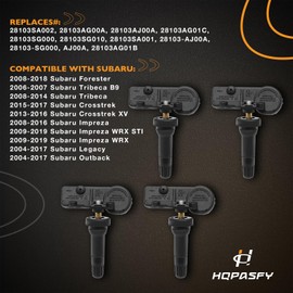 HQPASFY - Sensor de presión de neumáticos de 315 MHz, sistema de monitoreo de presión de neumáticos, sensor TPMS, 4 piezas, compatible con Subaru Forester Tribeca Impreza 2008-2018, reemplaza #