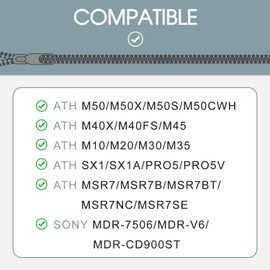 Headphone Headband Cover for Audio Technica ATH M50X, Replacement Headband Cushion Protector Also Fits ATH M10 M20 M30 M35 M40X M40FS M45 M50 M50S, Sony MDR-7506 MDR-V6 MDR-CD900ST