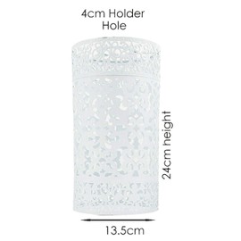 Easy Fit Wire cage Frame Open Style Pendant Light Shade Metal Cage Drum Lampshade Ceiling Pendant Lamp with Free Reducer Plate (White Pattern 3)