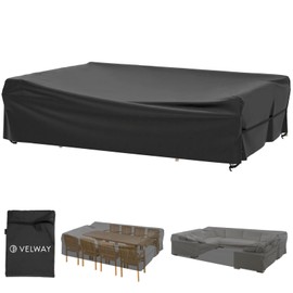 Velway Patio Table Chairs Set Cover Waterproof 111"Lx74"Wx28"H Outdoor Bistro Dining Set Cover Fire Pit Table Cover Furniture Cover Small Rectangle Ultra Windproof UV-Resistant