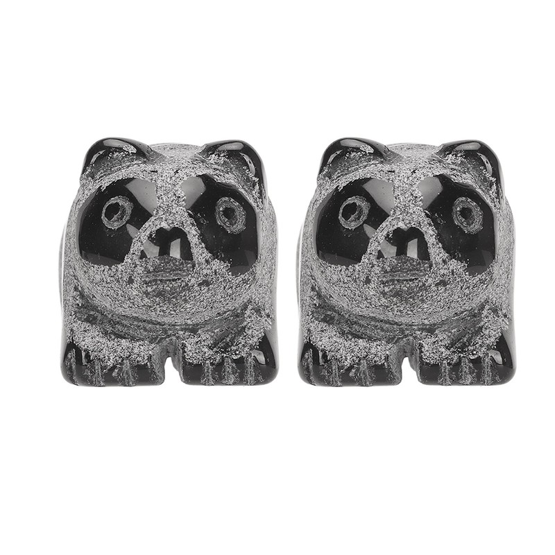 2pcs Panda Statue Obsidian Frosted Cute Mini Ingenious Handcrafted Panda