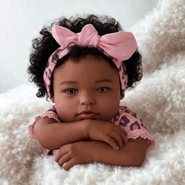 BABESIDE Reborn Baby Dolls Black Girl, 20 Inch Realistic Black Girl Newborn African American Real Life Baby Girl Dolls Soft Vinyl and Cloth Body with Feeding Kit Gift Box for Kids Age 3+
