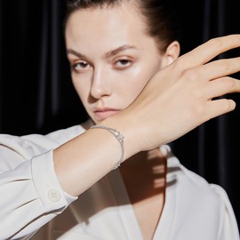 Sterling Silver Star Double Bracelet White Zircon with Pentagram Rolo Chain