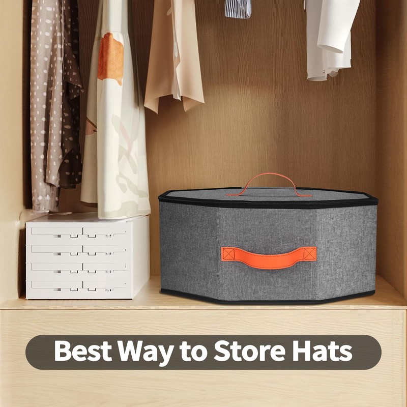 kushon Hat Storage Box for Women & Men, Hardboard Support