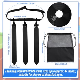 Wettarn Flag Football Set 16 Player Flag Football Belts and Flags with Cones Bag for Youth Adults kids Training Football Game(Black, White)