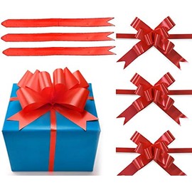 SHATCHI Large 30mm/3cm Ribbon Pull Bows for Party Wall, Gift Wraps, Christmas Trees, Wedding, Birthday Hampers Decoration Florist, Red, 40pcs