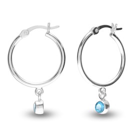 LeCalla 925 Sterling Silver Jewelry Topaz Birthstone Hoop Earrings for Teens and Women (3MM Round Cut)