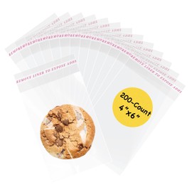 Yeaban 4"x6" Clear Self-Sealing Cellophane Bags,200-Count