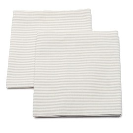 LinenMe Jazz 53% Linen 47% Cotton Tea Towels for Kitchen, 18"x28" Pack of 2 Dish Towel set, Absorbent & Quick Drying Cloth with Hanging Loop, Beige Striped