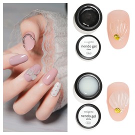 Emigoro Viscosity Gel Nails, Large Capacity, 2 Color Set, Clear Gel Nails, 0.5 fl oz (15 ml), 3D Nails, Icing Nails, Part-fixing Gel, Nail Tip Gel