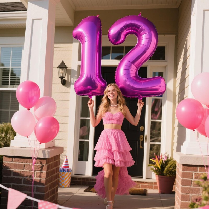 40 Inch Large 12 Balloon Numbers Rose Purple Big Foil