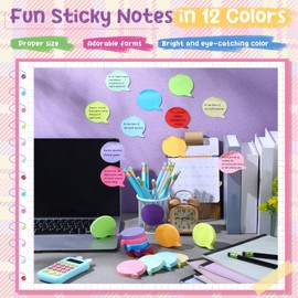 Leinuosen 24 Packs Valentine's Day Cute Sticky Notes 3 Inch, 100 Sheets/pad, Bright Colors Self-Stick Pads Multiple Colors Sticky Notes Gifts for Office Supply(Bubble Shaped)