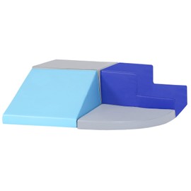 Climbing Toy Soft Foam Climbing Blocks Set Ages 1-3 Toddler Slide Climbing Toys Soft Play Set Climbing Set for Toddlers Soft Play Equipment for Climbing Crawling (Blue, 4 Piece)