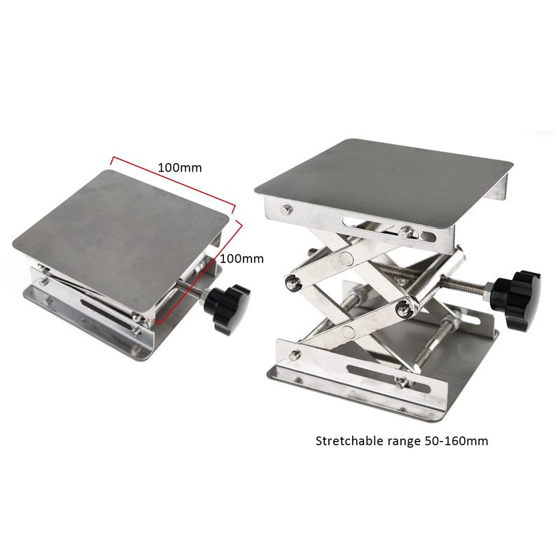 Edelstahl-Laborständer, Scherenhebebühne, Laborheber, 100 x 100 mm