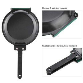 Frying Pan Double Side Omelet Fry Pan Steel Double Sided Flip Skillet Pancake Pan Nonstick Fried Egg Pan 19.3cm Diameter, Handle Length 16.5cm, Green