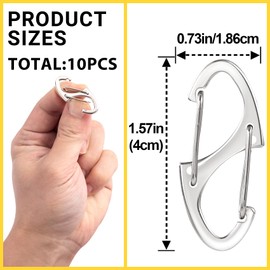 Alpinleux 10 Pcs Zipper Clips Anti Theft Deterrent, Dual Opening Zippers Pull Replacement, Zipper Locks for Backpacks, Camping, Suitcases (Silver)