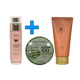 Miel Pure Field Salmon Essence Large Capacity 100ml + Soothing Gel 300ml + Sooryehan Cleansing Foam 100ml / 미엘 퓨어 필드 연어 에센스 대용량 100ml+수딩젤 300ml+수려한 클렌징폼 100ml