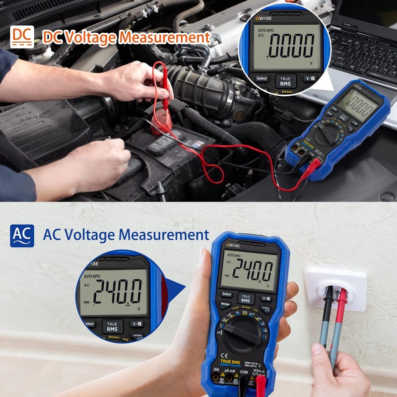 OWON OW18E Bluetooth Digital Multimeter, 20000 Counts True RMS Voltmeter,