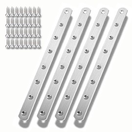 ZHYOPING Set of 4 Stainless Steel Flat Brackets for Wood, 295x20x3mm – Metal Joining Plates with Screws, Flat Metal Brackets for Furniture Repair, Worktop Joining Strip, Door & Cabinet Reinforcement