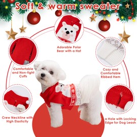 LUBOT New Ugly Christmas Sweaters for Puppy Cute Funny Wintertime and Holiday Parties Knitted Pullover Sweater Small Dog Bear Small