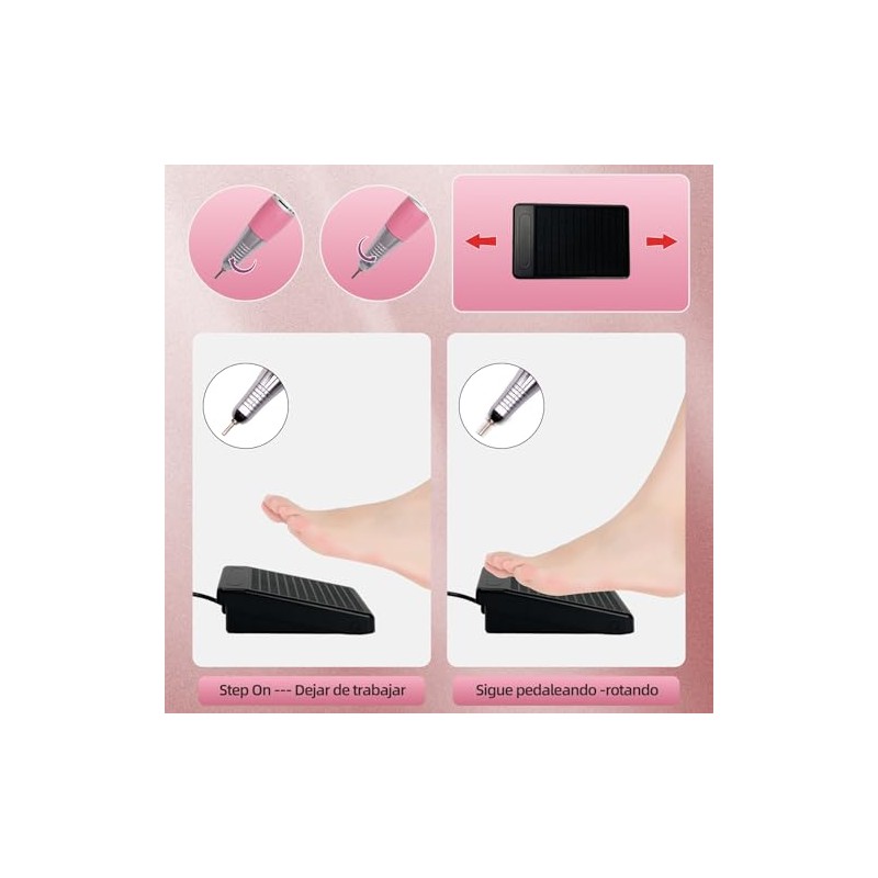 Torno Eléctrico para Uñas,Torno para uñas Profesional ,Velocidad Ajustable Máquina