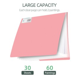 SXhyf A3 Diamond Painting Storage Book for 60 Diamond Painting Pics, 30 Pages Diamond Art Storage Book, Diamond Painting Presentation Portfolio Folder for Artwork (Pink, A3-16.5 x 12.1 in)