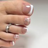 AkiliBIELY White French Tip Press on Toenails for Women Glitter