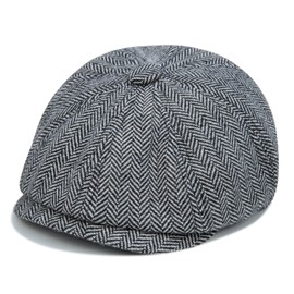 FORUHOO Baby Children's Flat Cap Tweed Boys' Flat Cap Newsboy Gatsby Cap, black