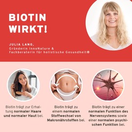 InnoNature Biotin Capsules, Natural, from Royal Basil, 90 Capsules, 900 μg, 3 Month Supply, Vegan without Additives