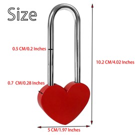 BoutCr Keyless Love Lock Red Heart Padlock Wish Lock for Valentines,Anniversary,Valentines Day, Lovers Wedding, Lovelock Bridge,Travel 4.02" 102mm(NO Key)